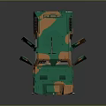 Green And Orange Military Vehicle With Open Doors And Roof Rack Equipment