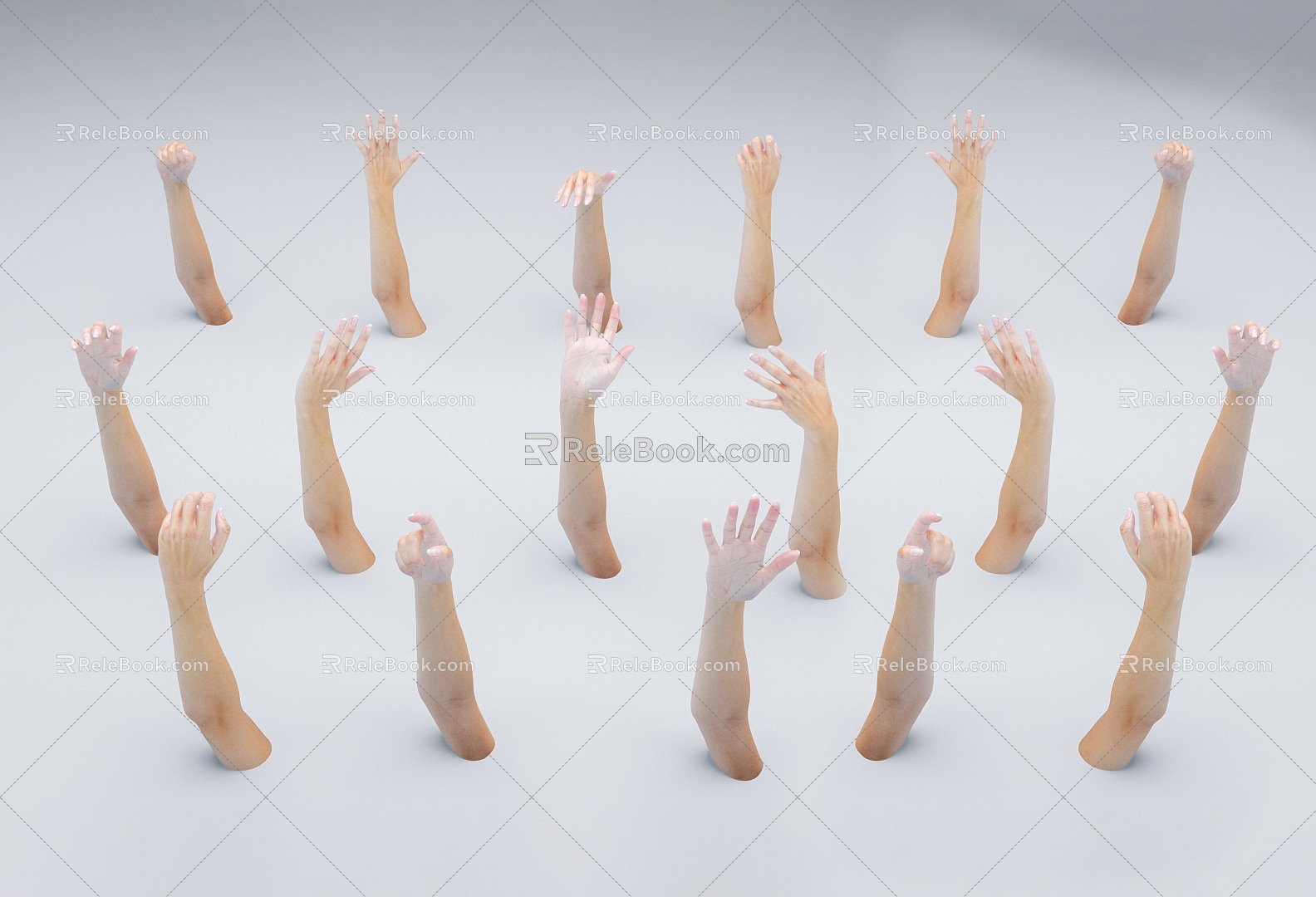 Multiplayer gesture arm combination female arm palm palm finger combination 3d model