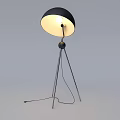 Modern Floor Lamp With Black Shade Tripod Metal Stand And Illuminated Minimalist Design