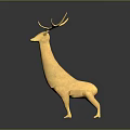 Golden Geometric Deer Sculpture With Shiny Metallic Finish For Modern Decor