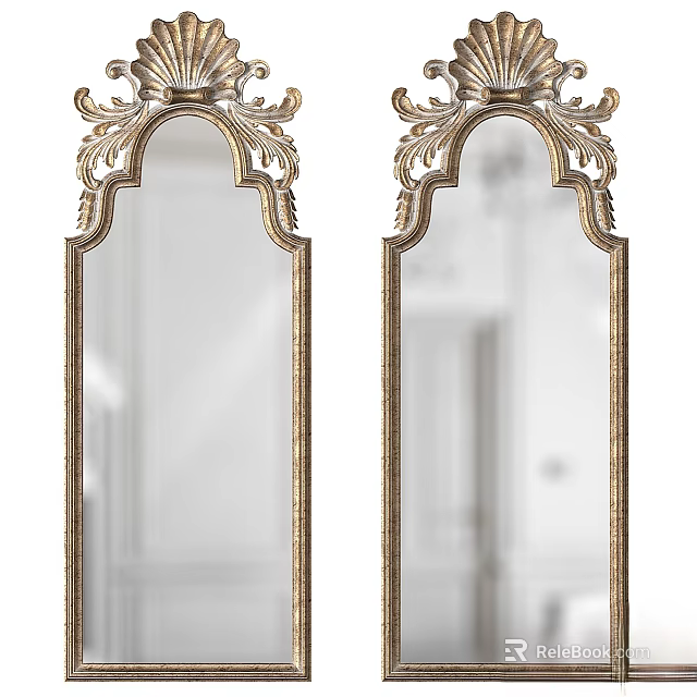 Ornate Carved Frame Decorative Mirrors For Home 3d model 