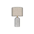 Light Gray Marble Table Lamp With Beige Fabric Shade And Golden Metal Accent