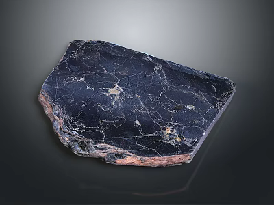 Dark Colored Marble Tray With Black And White Veins And Natural Edge 3d model
