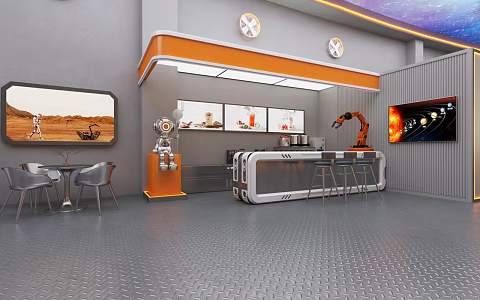 Drink shop milk tea shop net red shop mechanical arm 3d model