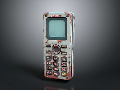 Vintage Electronic Device Mobile Phone With Worn Out Design Keypad Buttons And Screen 3d model