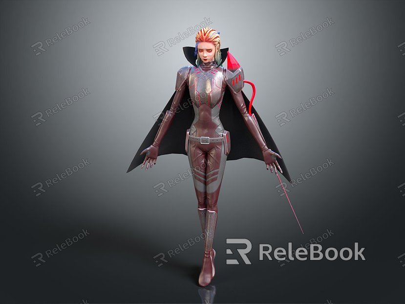 Modern game character sci-fi beauty cyberbeauty sci-fi female warrior future female warrior model