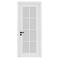 White Sliding Door With Glass Panels And Black Handle For Home Interior