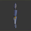 Blue Humanoid Mechanical Character With Circular Components And Orange Accents