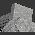 Ancient Collapsed Stone Column With Scattered Debris And Broken Rocks 3d model
