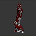 Red Mechanical Robot With Armor Joints Standing Pose And Metallic Finish 3d model