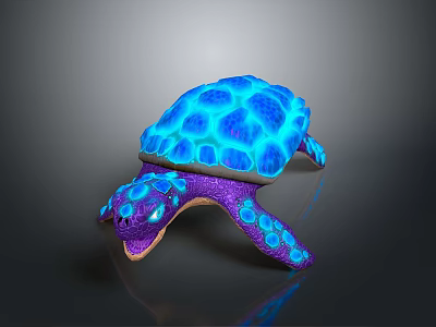 Glowing Sea Turtle Reptile With Blue Purple Shell And Luminous Body 3d model