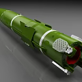 Military Weapon Green Artillery Shell With Red Conical Tip And Smooth Cylindrical Surface 3d model