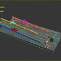 Industrial Building Structure With Green Conveyor Belts Concrete Platform And Small Control Tower