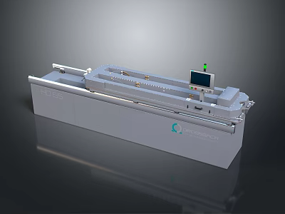 Automatic pipe cutting machine with conveyor belt and control panel 3d model