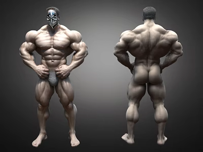 Muscular Man Showcasing Well Defined Physique From Front And Back Views 3d model