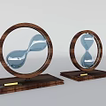 Modern Decorative Ornament Set With Circular Frame Hourglasses And Black Bases