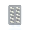 Pharmacy Medication Blister Pack with 10 White Capsules Arranged in Rows