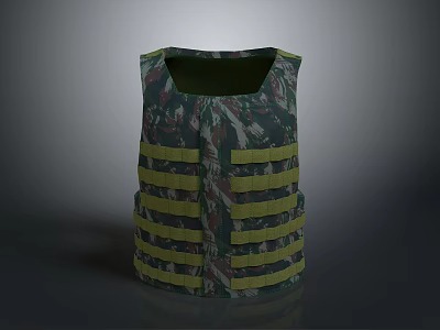 Camouflage Pattern Vest With Yellow Stripes For Daily Living Use 3d model
