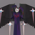 Game Movie Character With Skull Face Purple Robe And Bat Wings