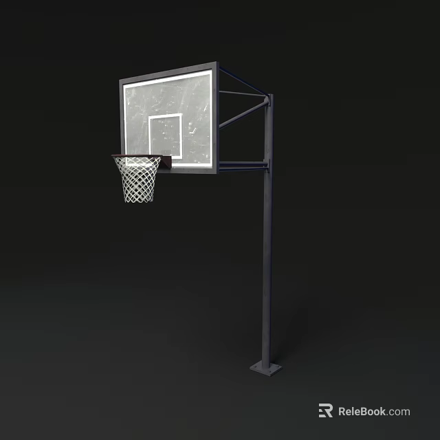 Sturdy Outdoor Basketball Hoop Sports Equipment with Clear Backboard and Net 3d model 