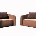 Modern Single Sofa Designs In Gray Brown With Plush Pillows And Comfortable Seating 3d model