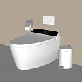 Smart Toilet With Digital Temperature Display Modern White Design And Side Trash Bin