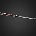 Traditional Samurai Sword With Curved Blade And Red White Diamond Pattern Handle 3d model