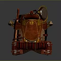 Traditional Red Horse Saddle Equipment With Decorative Straps Saddlebag And Stirrups