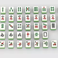 White Mahjong Tiles With Green Borders Chinese Characters And Symbols Near Dice And Tea Cup