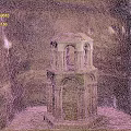 Ornate Multi Tiered Stone Columns With Architectural Details In Ancient Cave Interior