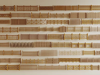 Various Decorative Wooden Fence Designs For Home Garden With Different Patterns And Styles 3d model