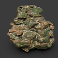 Natural Green Brown Layered Stone With Rough Surface And Textured Structure 3d model