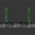 Industrial Platform Structure With Green Pillars Yellow Border And Gray Base Grid Surface