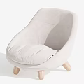 Light Gray Accent Chair With Curved Design Plush Cushion And Wooden Legs