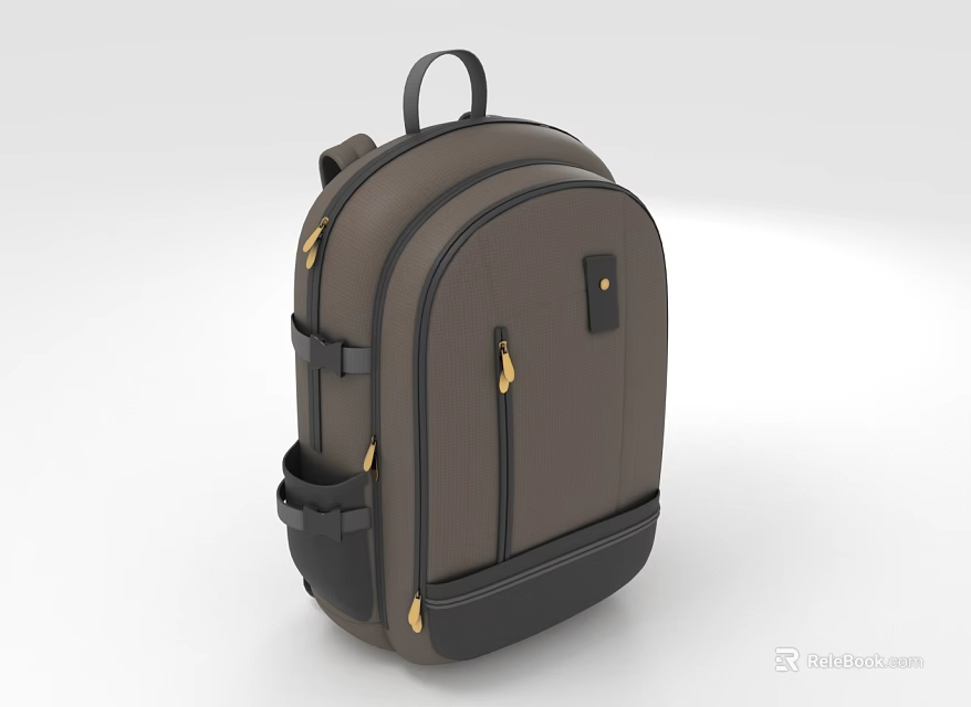 Gray Black Leather Backpack with Modern Design Multiple Zippers Straps and Pockets 3d model