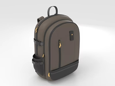 Gray Black Leather Backpack with Modern Design Multiple Zippers Straps and Pockets 3d model
