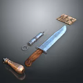 Artistic Garden Ornaments With Wooden Handle Tools And Metal Decorative Components