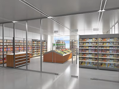 Modern Convenience Store Supermarket 3d model
