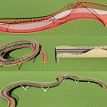 Modern Road Infrastructure Design Featuring Curved Paths Wooden Decks and Metal Railings