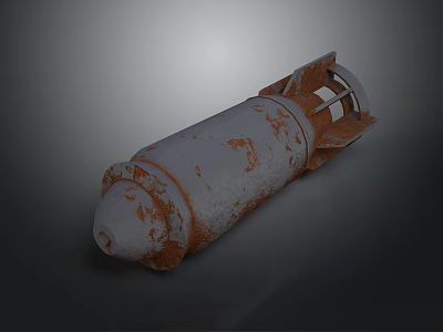 Rusted Old Military Artillery Shell With White Surface And Orange Corrosion 3d model