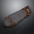 Rusted Old Military Artillery Shell With White Surface And Orange Corrosion