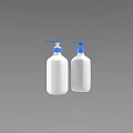 Bathroom Accessories Two White Liquid Soap Bottles With Blue Dispenser Pumps