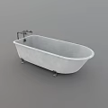 Classic White Freestanding Bathtub With Metal Faucet And Support Legs