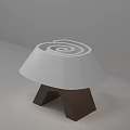 Modern Table Lamp With White Curved Lampshade And Wooden A Shaped Stand