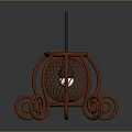 Modern Decorative Lighting With Red Curved Legs And Intricate Mesh Design