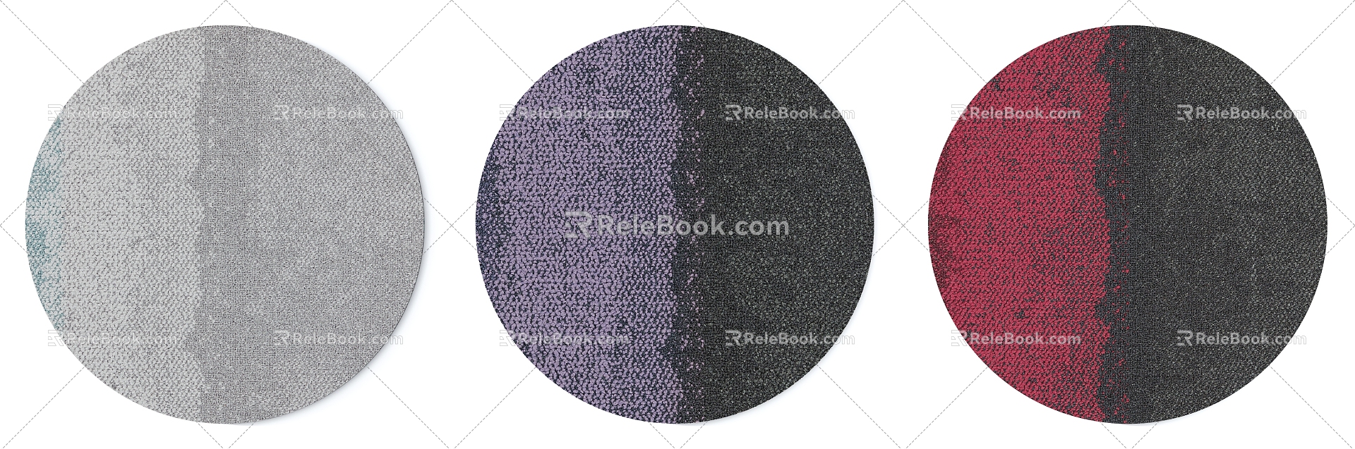 Modern Grey Fuchsia Abstract Pattern Round Carpet Combination 3d model