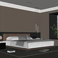 Modern Bedroom Interior Design With Headboard Wall Lighting Strips Nightstand Table Lamp And Window Blinds