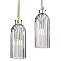 Elegant Glass Striped Modern Chandeliers With Gold And Silver Top Finishes