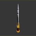 Fantasy Decorative Sword With Silver Serrated Blade And Yellow Handle Red Accents Green Gemstone