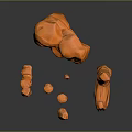 Orange Wood Stone Irregular Blocks with Various Sizes Stacked and Scattered Shapes